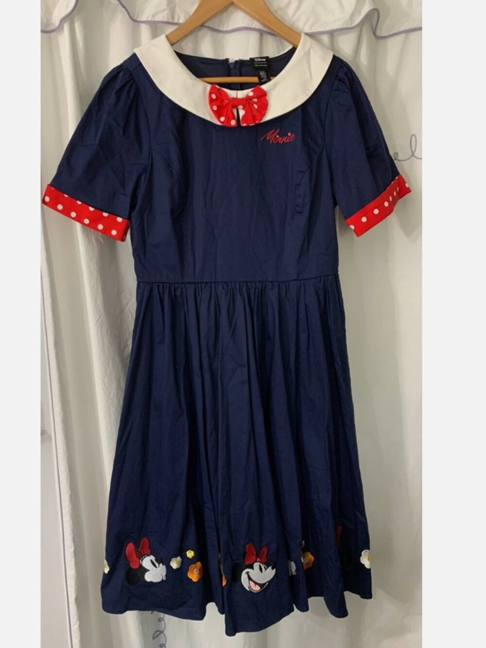 NWT Her Universe Disney Minnie Mouse Navy Collared Fit & Flare Dress Large
